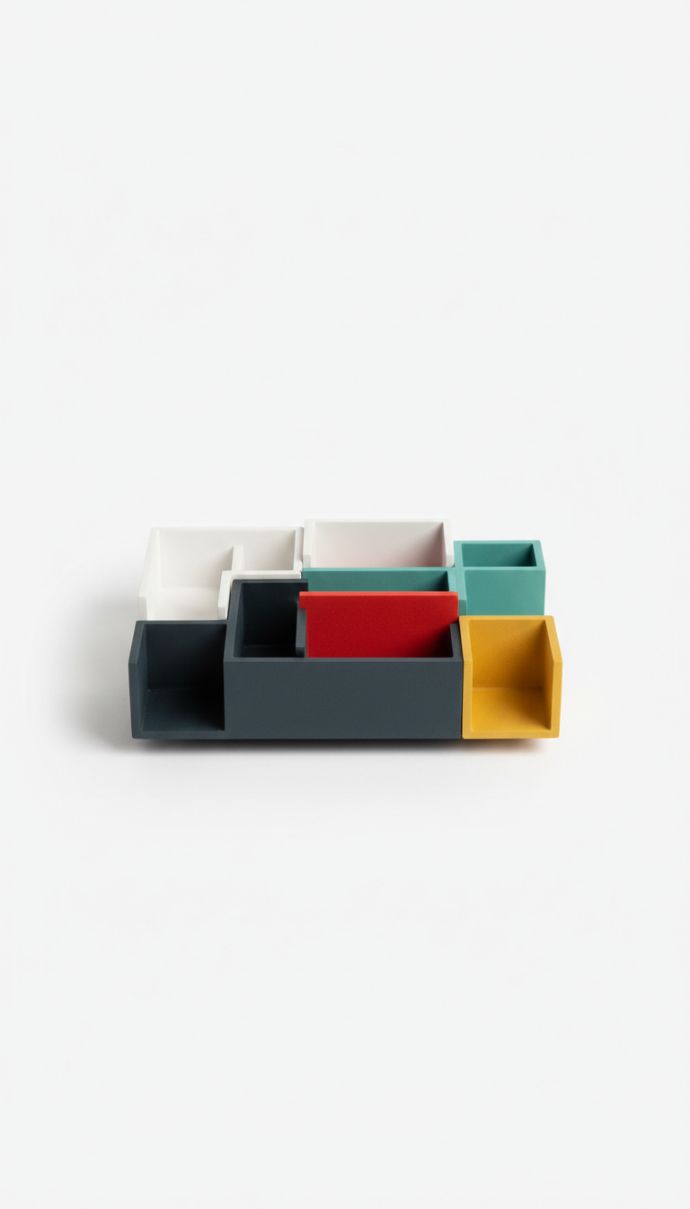 Geo Organizer Tray in Charcoal Resin