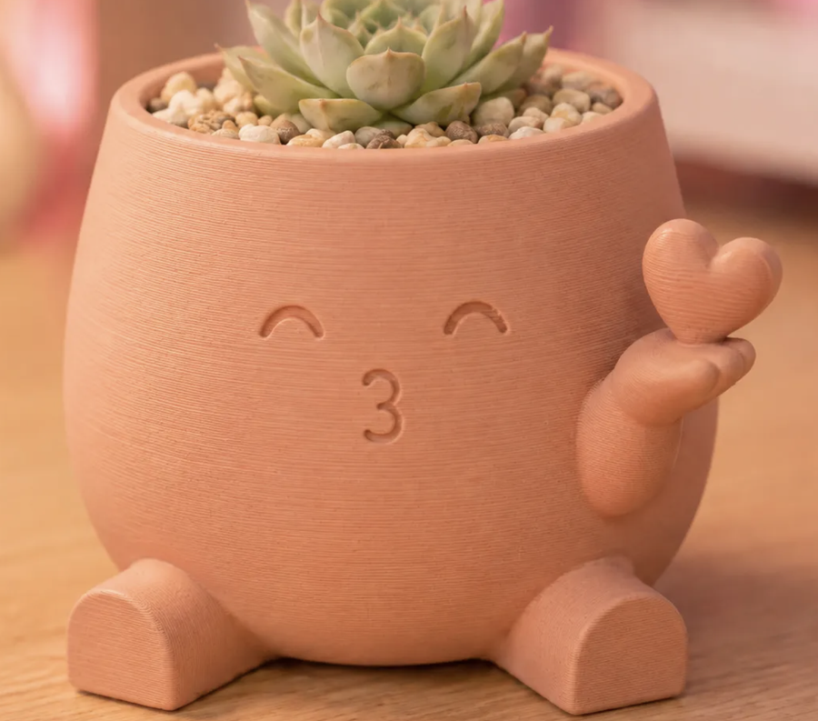 Sending Love character planter in soft peach